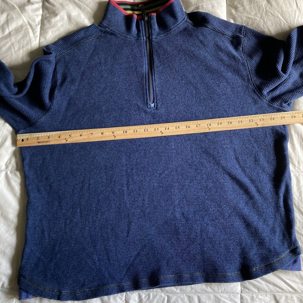Robert Graham Mens 2XL Thermal Waffle Long Sleeve 1/4Zip Pullover Sweater Blue - Picture 13 of 16